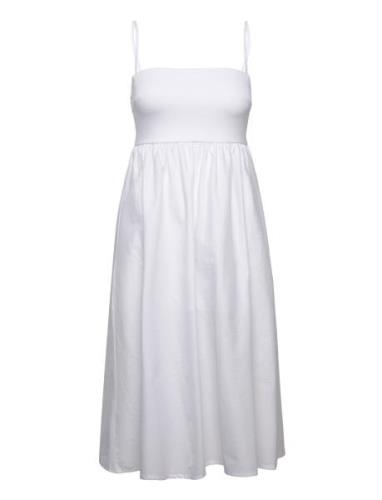 Bandeau Midi Dress Knälång Klänning White Gina Tricot