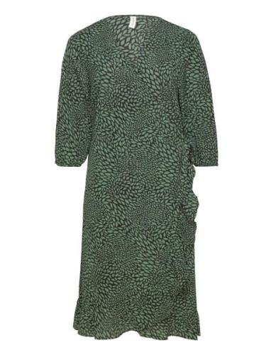 Carlux Celi 3/4 Wrap Calf Dress Aop Dresses Wrap Dresses Green ONLY Ca...