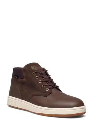 Waterproof Leather-Suede Sneaker Boot Höga Sneakers Brown Polo Ralph L...