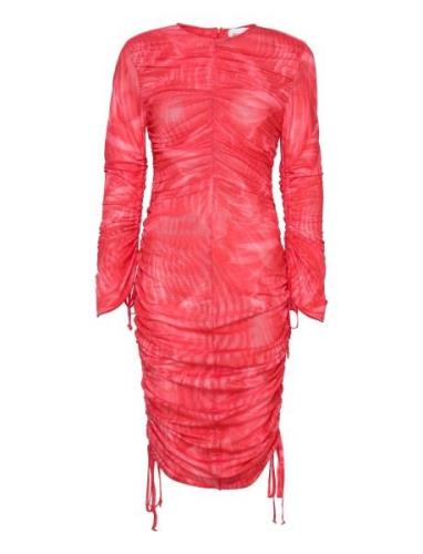 Ls Dress W. Ruffles Knälång Klänning Red Cannari Concept