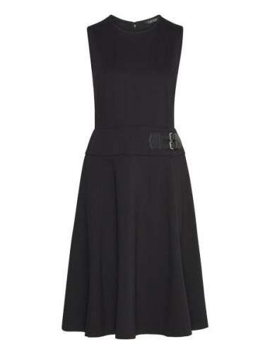 Lauren Ralph Lauren Buckle-Trim Ponte Sleeveless Dress Svart