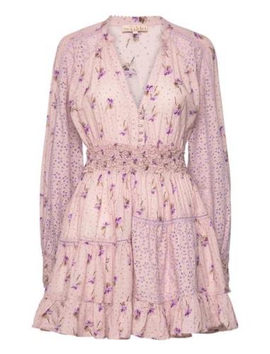 Patchwork Mini Shirt Dress Kort Klänning Pink By Ti Mo