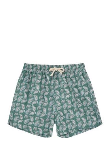 Big Paisley Swim Trunks Badshorts Green Pompeii