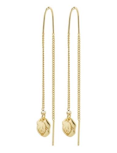 Jola Recycled Long Chain Earrings Örhänge Smycken Gold Pilgrim