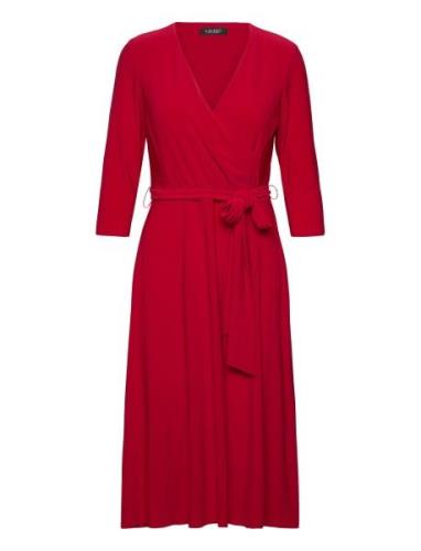 Lauren Ralph Lauren Surplice Jersey Dress Röd