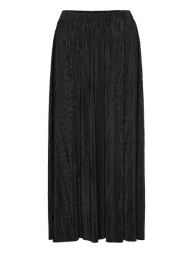 Slfsimsa Midi Plisse Skirt Noos Knälång Kjol Black Selected Femme