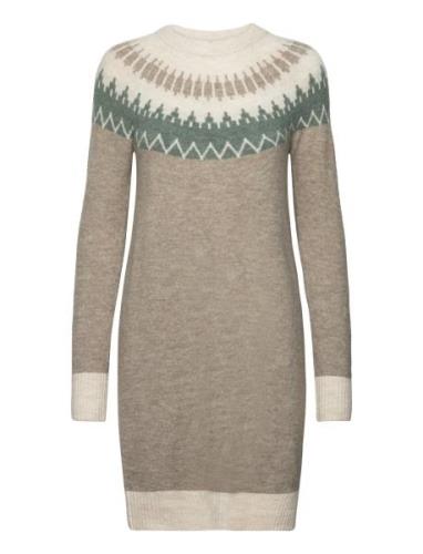 Vero Moda Vmsim Ls Nordic Dress Ga Rep Lcs Beige