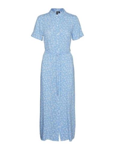 Vero Moda Vmeasy Joy S/S Long Shirt Dress Wvn Ga Blå