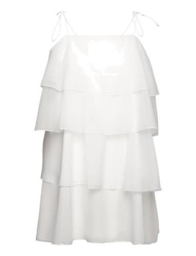 Organza Frill Mini Dress Kort Klänning Cream Gina Tricot
