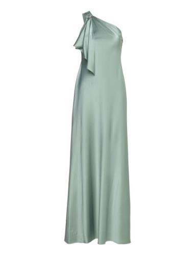 Satin Charmeuse -Shoulder Gown Maxiklänning Festklänning Green Lauren ...