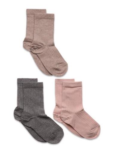 Cotton Rib Socks - 3-Pack Sockor Strumpor Multi/patterned Mp Denmark