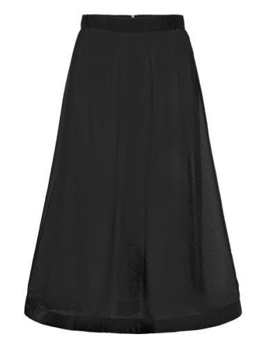 Malina Hayden Pleated Wide Organza Midi Skirt Svart