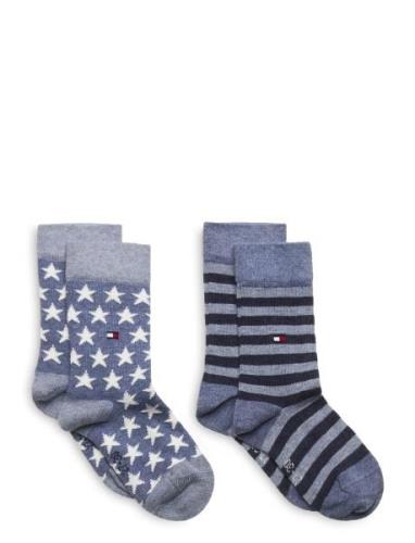 Tommy Hilfiger Th Kids Sock 2P Stars And Stripes Blå