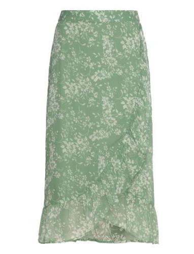 Vmsmilla H/W Wrap Skirt Wvn Ga Knälång Kjol Green Vero Moda