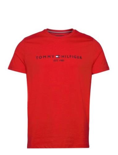 Tommy Logo Tee Tops T-shirts Short-sleeved Red Tommy Hilfiger