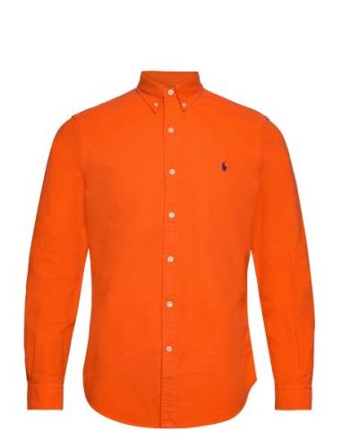 Slim Fit Garment-Dyed Oxford Shirt Tops Shirts Casual Orange Polo Ralp...