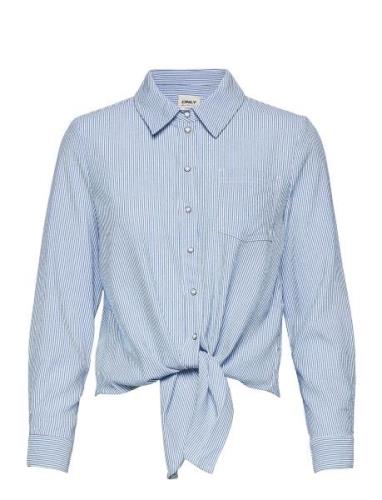 ONLY Onllecey Ls Stripe Knot Dnm Shirt Blå