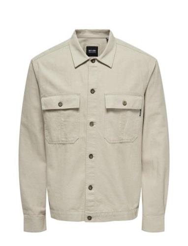 Onskennet Ls Linen Overshirt Noos Tops Overshirts Beige ONLY & SONS