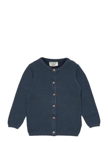Knitted Cardigan Tops Knitwear Cardigans Blue Fixoni