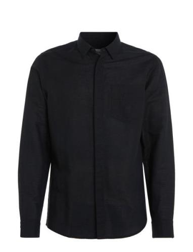 Linen Cotton Regular Shirt Tops Shirts Casual Black Calvin Klein