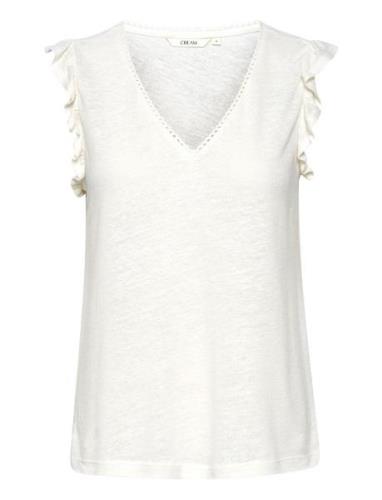 Crluna Jersey T-Shirt Tops T-shirts & Tops Sleeveless White Cream