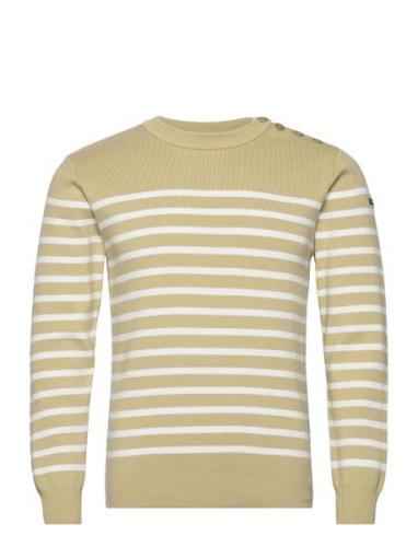 Striped Mariner Sweater "Groix" Tops Knitwear Round Necks Khaki Green ...