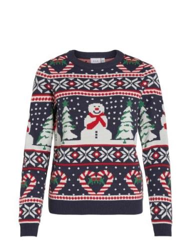Vianna L/S Snowman Christmas Knit Top/Ka Tops Knitwear Jumpers Multi/p...