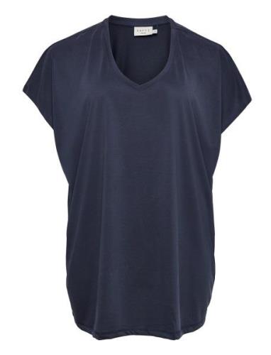 Kaffe Curve Kclina V-Neck Tshirt Marinblå