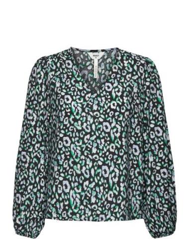Objleonora L/S V-Neck Top Tops Blouses Long-sleeved Multi/patterned Ob...