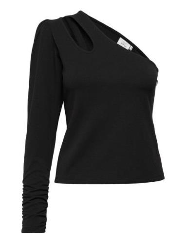 Selahgz Shoulder Tops T-shirts & Tops Long-sleeved Black Gestuz