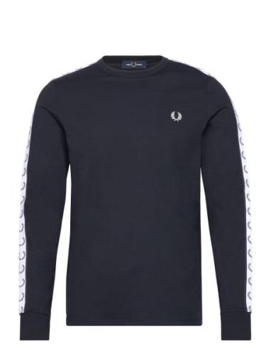 Taped L/S T-Shirt Tops T-shirts Long-sleeved Navy Fred Perry