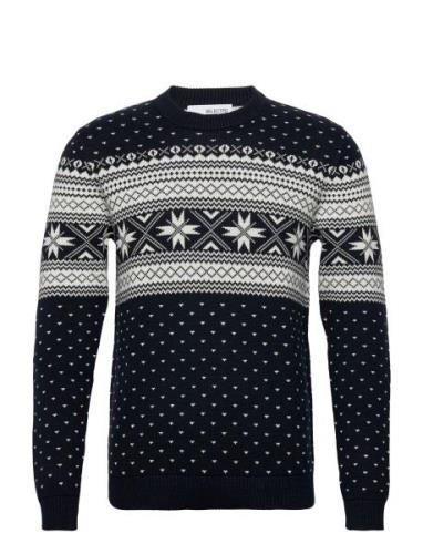 Slhclaus Ls Knit Crew Neck W Tops Knitwear Round Necks Navy Selected H...