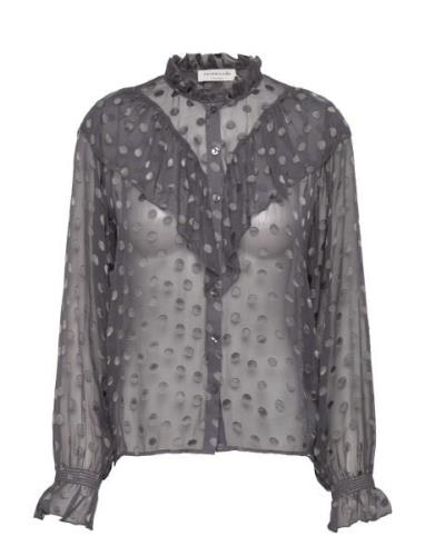 Viscose Silk Shirt Tops Blouses Long-sleeved Grey Rosemunde