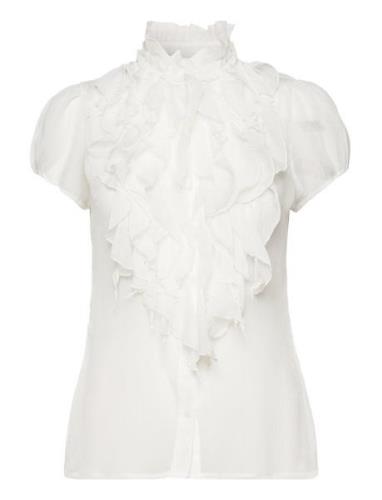Liljasz Crinkle Ss Shirt Tops Blouses Short-sleeved White Saint Tropez