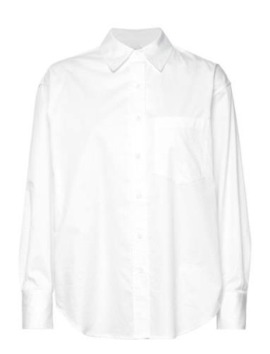 Relaxed Cotton Shirt Tops Shirts Long-sleeved White Calvin Klein