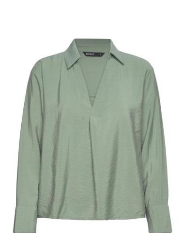 Onlkate L/S V-Neck Top Wvn Tops Blouses Long-sleeved Green ONLY
