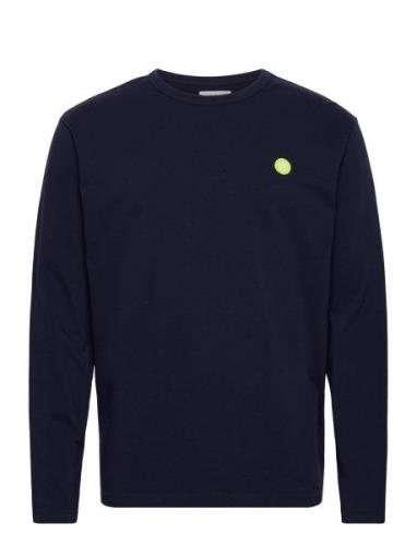 Mel Long Sleeve Tops T-shirts Long-sleeved Navy Double A By Wood Wood