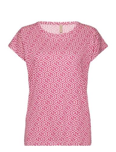 Sc-Felicity Aop Tops T-shirts & Tops Short-sleeved Pink Soyaconcept