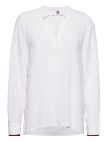 Vis Crepe Global Stp Blouse Tops Blouses Long-sleeved White Tommy Hilf...