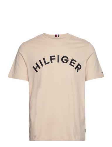 Hilfiger Arched Tee Tops T-shirts Short-sleeved Beige Tommy Hilfiger