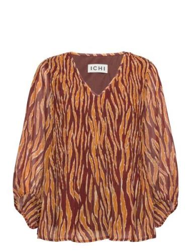 Ihilly Ms Tops Blouses Long-sleeved Brown ICHI
