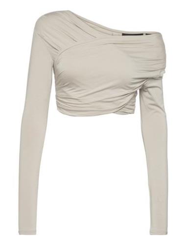 Viscose Jersey Stretch Cropped Long Sleeve Top Tops Blouses Long-sleev...