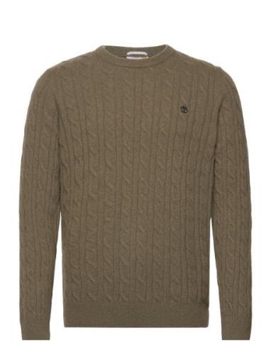 Phillips Brook Cable Crew Neck Sweater Dark Olive Designers Knitwear R...