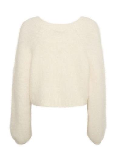 Safigz Cropped V-Neck Tops Knitwear Jumpers Cream Gestuz