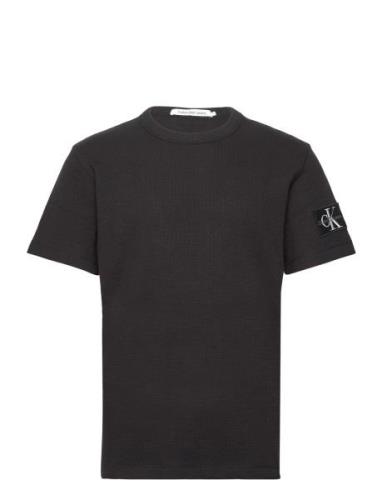 Badge Waffle Tee Tops T-shirts Short-sleeved Black Calvin Klein Jeans