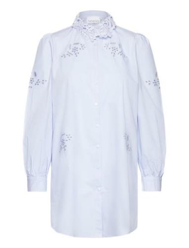 Lucille Long Shirt Cotton Tops Shirts Long-sleeved Blue Noella