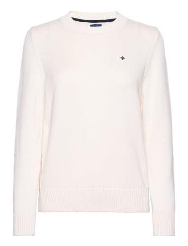D1. Icon G Cotton C-Neck Tops Knitwear Jumpers Cream GANT
