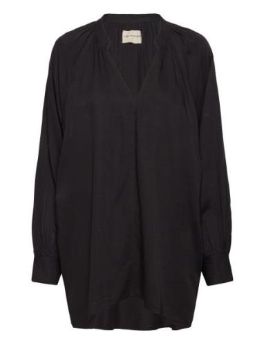 Florence Shirt Twill Tops Shirts Long-sleeved Black Moshi Moshi Mind