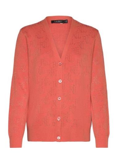 Monogram Jacquard Cardigan Tops Knitwear Cardigans Orange Lauren Ralph...