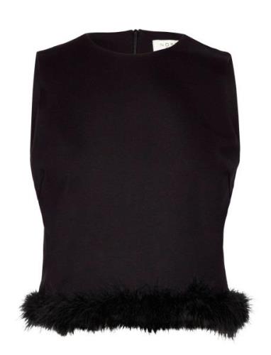 Feather Top Tops T-shirts & Tops Sleeveless Black NORR
